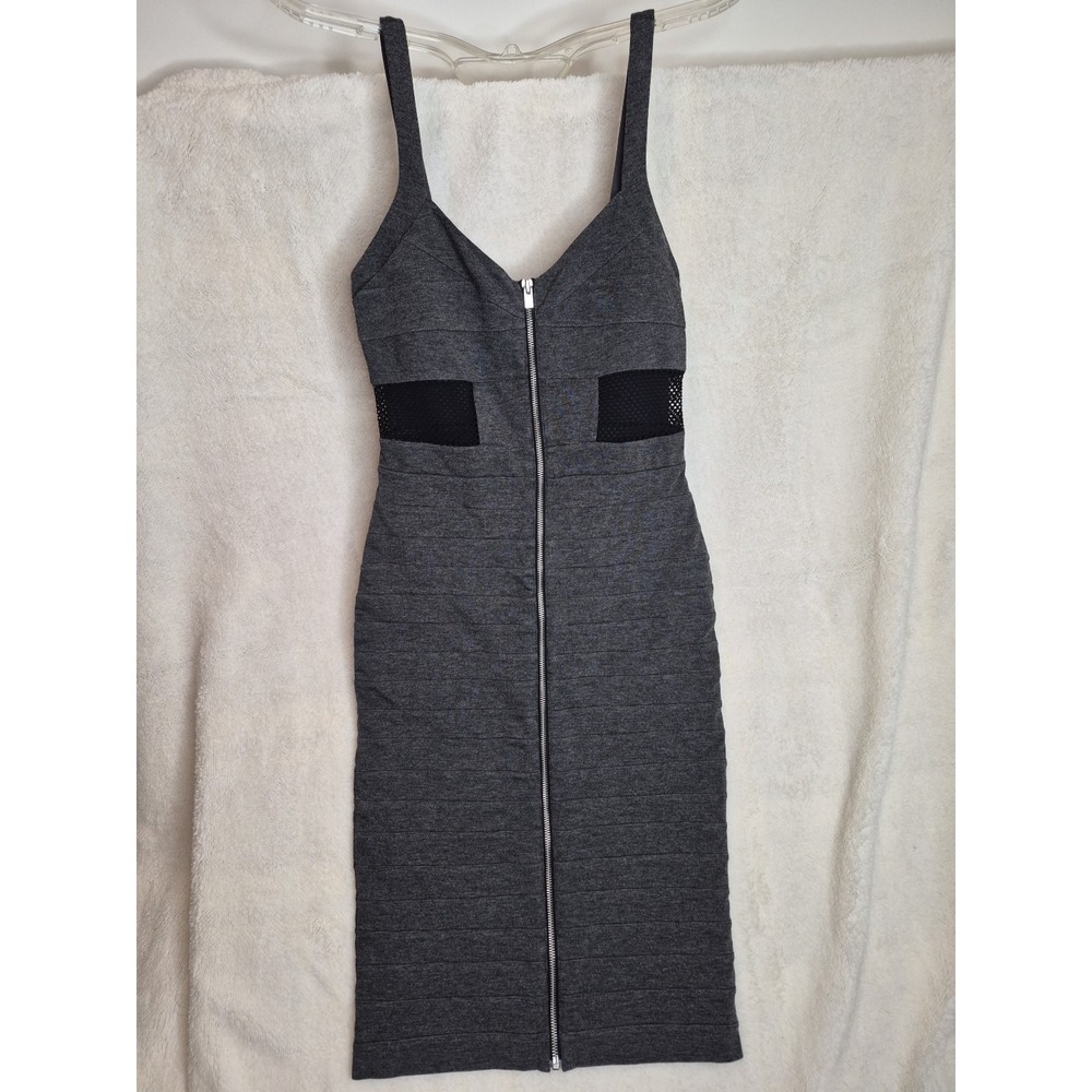 Express Bandage Dress in Gray & Black‎ Mesh Cut Out  Size 6  Bodycon